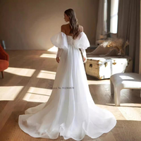 Robe de mariée robe de mariée col en V détachable manches longues bouffantes fente haute sangle de recul petite dentelle décalcomanie perle broderie