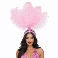Accessoires de spectacle pour carnaval et défilés, spectacles de scène et de danse : Bandeau et coiffe en plumes d'autruche et paillettes