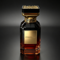 Flacon de parfum carré de luxe 30ml 50ml 100ml, bouchon noir et or, flacon de parfum vide en verre avec boîte cadeau en feuille d'or, logo personnalisé