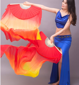 Abbigliamento da donna colorato 180X90 cm ventaglio in bambù pieghevole in poliestere stelle filanti sintetiche per danza del ventre 1 accessorio a mano - Product Image 4