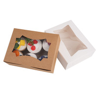 Boîte en papier kraft pliable avec logo personnalisé avec fenêtre transparente Emballage portable pour aliments et cadeaux de Noël Impression en relief