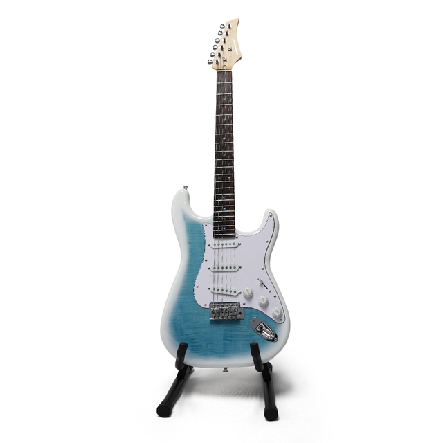 E-FORCE ST Tiger Veneer Electric Guitar High Quality Product for Genre Blue Color