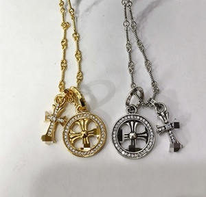 Collier pendentif croix CH Chrome Hearts en zircon pour hommes et femmes, plaqué or et <span class=keywords><strong>argent</strong></span>, chaîne tendance en alliage de cuivre, cadeau vintage - Product Image 5