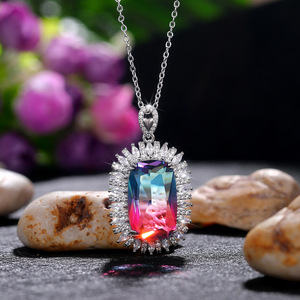 Collar con colgante de piedra de colores degradados para mujer, amuleto grande, regalo de joyería de moda - Product Image 2