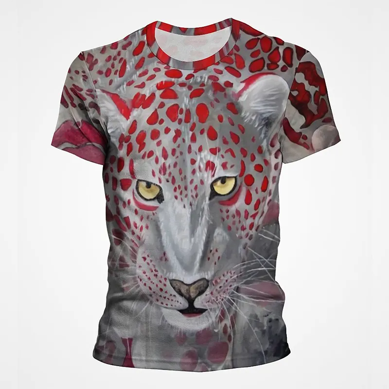 Hot Sale Leopard Print T-Shirts Men's Clothing 3D Tops Boy Kids Summer Animal Short Sleeve Hip Hop O Neck Women Oversized tshirt