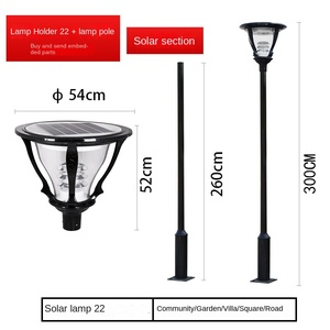 Lampadaire solaire LED de jardin 300 cm de hauteur, corps en fer IP66, abat-jour en verre, blanc chaud doux 2700K, contrôle par détecteur de mouvement, angle de faisceau 144° - Product Image 6