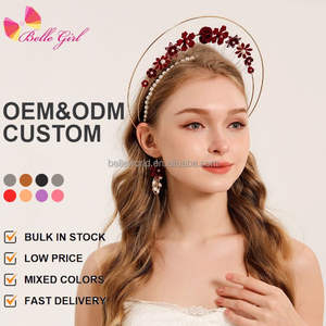 عصابة رأس من BELLEWORLD إكسسوارات مخصصة للهالة تاج الزفاف موضة لؤلؤ مادونا عتيقة عصابات رأس لوليتا تاج زفاف عصابات رأس - Product Image 1