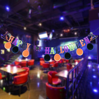 Nouvelles bannières en papier Halloween avec ballons maison hantée décoration lettre bannières et jolis décalcomanies de vacances pour la vente en gros