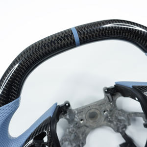 Volante in fibra di carbonio lucido privato per <span class=keywords><strong>Honda</strong></span> Accord 9th con pelle blu - Product Image 2