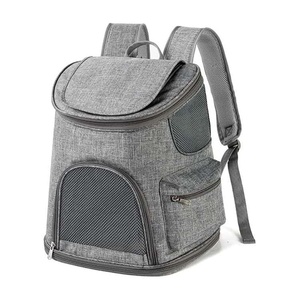 Mesh <b>Pet</b> <b>Carrier</b> Backpack Polyester Material Breathable Design Fashion Style Outdoor Dog <b>Carrier</b> Bag Gray Color - Product Image 1