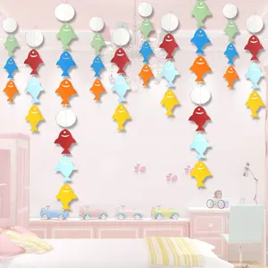Colorful fish paper pull flower birthday party pull flag baby bedroom pull flower decoration