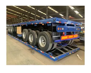 Düz konteyner römorku çin tasarım ağır mesafe karayolu taşımacılığı 40 ayak 3 aks çelik ISO kamyon römorkları dizel yağ Tuqiang