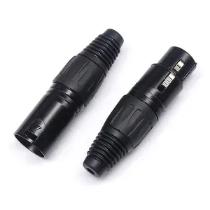 4 Pin XLR Cable Connector Black Audio Adapter XLR Plugs Connectors Male and Female