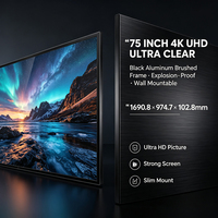 Téléviseur intelligent Google TV 75 pouces à écran plat en verre trempé 4K UHD LED LCD, montable au mur, QLED OLED