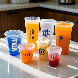 <span class=keywords><strong>JAN</strong></span> GOO - Vasos de Plástico Transparentes de 16oz y 20oz para Bebidas Frías, Café, Fiestas, Vasos de Plástico PET con Tapa - Product Image 3