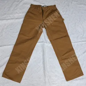 Pantaloni cargo in denim di tela di alta qualità da uomo personalizzati all'ingrosso con pantaloni da carpentiere a doppio ginocchio da uomo multi tasche
