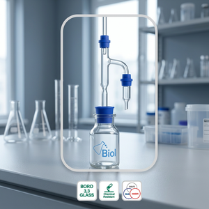 Frasco cilíndrico de laboratorio de vidrio borosilicato 3.3, frasco alto con tapón, 24/29 DIN 12257-5 m - Product Image 3