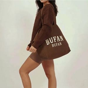 Bolsa <span class=keywords><strong>de</strong></span> Mano Grande <span class=keywords><strong>de</strong></span> Lona <span class=keywords><strong>de</strong></span> Algodón Marrón BFYS con Estampado <span class=keywords><strong>de</strong></span> Letras, Asa <span class=keywords><strong>de</strong></span> Cuerda, Reutilizable, Duradera, para Compras, Yoga, Deportes, Regalo - Product Image 4