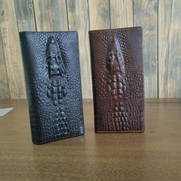 Grosir Pabrik dompet panjang dompet tekstur kulit buaya kulit asli tas tangan logo kulit kustom dompet uang untuk pria