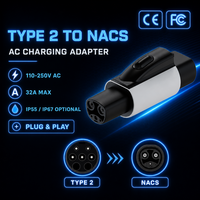 AC-OZT2 Tipe 2-NACS Adaptor Pengisian Daya AC Baru 32A Konektor Pengisian Daya EV Penjualan Langsung Pabrik Adaptor Pengisi Daya Mobil