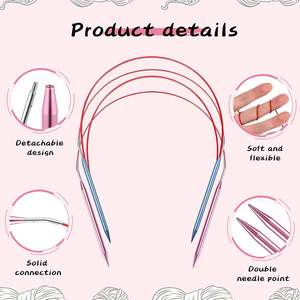 75802 Сменные алюминиевые круговые вязальные спицы, набор гладких вязальных спиц, универсальные проекты для рукоделия - Product Image 6