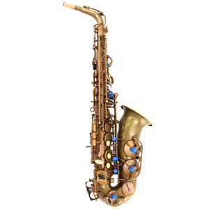 Saxofón Alto Profesional de Latón Vintage con Tono Eb, Acabado Sin Lacado, Diseño Clásico Tallado a Mano - Product Image 1