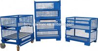 Cage de stockage en grillage d'acier robuste boîte de rangement empilable en métal conteneur entrepôt équipement Rack