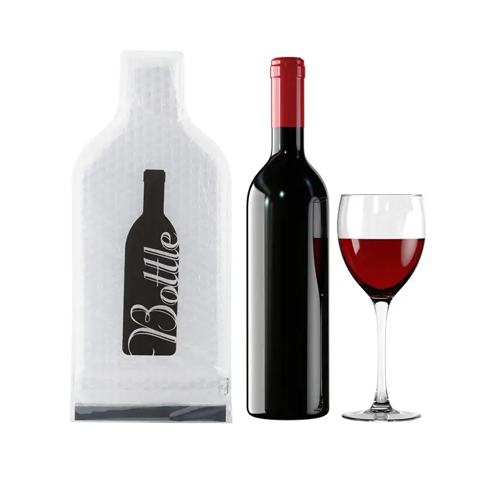 Bolsa feita de plástico reutilizável para vinho, saco protetor de garrafa de vinho personalizado reutilizável para viagem