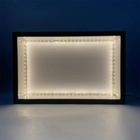Cadre photo personnalisé tout noir blanc en bois Mdf 9cm de profondeur 25*40 cm cadre photo art mural avec ceinture lumineuse USB