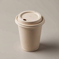 Couvre-gobelet jetable en bagasse de canne à sucre moulée de 90 mm avec trou de boisson et aération pour les cafés, salons de thé et plats à emporter
