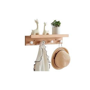 Wooden <b>wall</b>-<b>mounted</b> <b>shelf</b>, bedroom clothes rack, solid wood home coat rack, bathroom towel rack - Product Image 1