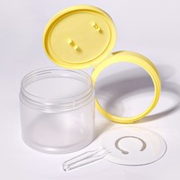 Pot en plastique PET transparent Yu-Xiao HC0003, type à couvercle rabattable, 83 dents, 300-350 ml, pour masque capillaire et usage cosmétique