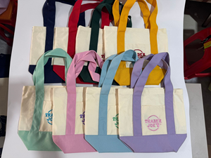 Sac de courses en toile épaisse personnalisé avec logo imprimé, sac de courses réutilisable en coton, grand format, en vrac - Product Image 3