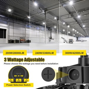Lámpara LED UFO High Bay Pro de 300W/240W/200W, 5000K, 277-480VAC, para Fábrica, Taller, Supermercado, Techo de Aluminio, Iluminación Interior - Product Image 6