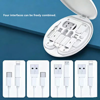 Support de téléphone portable portable 60W 3A à charge rapide avec boîte de rangement multifonctionnelle pour câble de données Micro-USB et ensemble d'adaptateurs