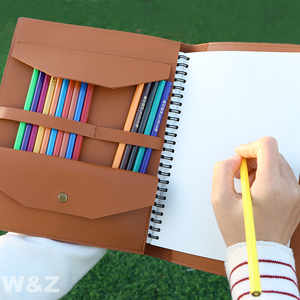 Funda de Cuero Sintético para Cuaderno, Portátil, A5, para Dibujo, Bocetos, Pinceles, Bolígrafos, con Cubierta de Privacidad - Product Image 1