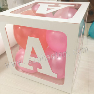 Blocs de construction en acrylique transparent pour bébé, boîte ABC <span class=keywords><strong>cube</strong></span> à ballons pour fête prénatale - Product Image 6