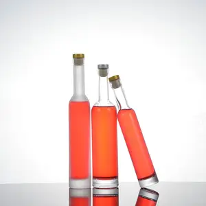 定制高档375毫升500毫升透明磨砂玻璃冰酒瓶带软木塞果汁瓶