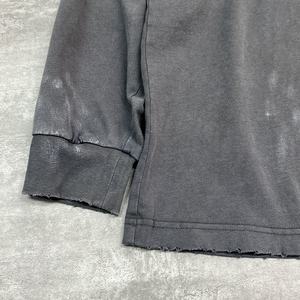 T-shirt vintage brodé de créateur, épaules tombantes, coton, délavé, surdimensionné, lavage à l'acide, manches longues, poids lourd - Product Image 5