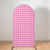 Housse d'arche rose personnalisable avec n'importe quel design, toile de fond semi-circulaire extensible pour fêtes d'anniversaire et décorations de mariage
