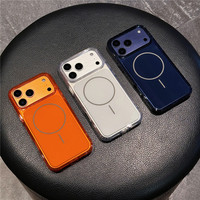 Pour iPhone 17/17 Pro/17 Air/17 Pro Max Officiel Orange Magnétique Téléphone Cas TPU + PC Clair Antichoc Personnalisé Téléphone Couvre