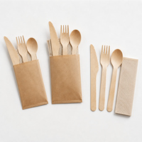 Ensemble de couverts jetables en bois de bouleau naturel, couteau, fourchette, cuillère, 100% biodégradable, certifié FDA LFGB, prix de gros