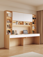 Meubles de bureau classiques pour la maison, bureau d'ordinateur en bois, table d'étude pour deux enfants avec armoire
