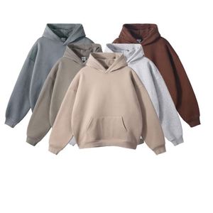 High Quality 380g No <b>Strings</b> Blank Fleece Drop Shoulder Hoodies Men Cotton Pullover Wholesale Custom Printing Embroidery Hoodies - Product Image 1