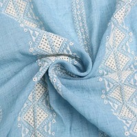 Robe d'été pour filles en tissu brodé tissé respirant 80 % polyester 20 % coton, style bohème, grande échelle, épaisse