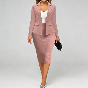 Conjunto de <span class=keywords><strong>Traje</strong></span> de Blazer y <span class=keywords><strong>Falda</strong></span> Profesional para Mujer, Chaqueta de Manga <span class=keywords><strong>Larga</strong></span> <span class=keywords><strong>con</strong></span> un Solo Botón y Solapa <span class=keywords><strong>con</strong></span> Muescas, <span class=keywords><strong>con</strong></span> <span class=keywords><strong>Falda</strong></span> Lápiz Ajustada, Dos Piezas - Product Image 6