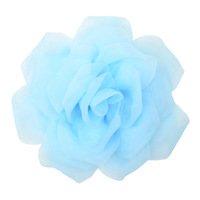Venta al por mayor hecha a mano 8cm Organza cinta roseta flor prefabricada Rosa flor multicolor para decoración suministro y regalo Toppers