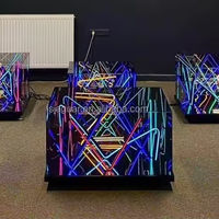 Table basse en marbre illuminée pour lieux de divertissement, table moderne à LED pour hôtels et salles de sport