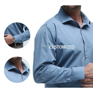 Wholesale Breathable Cotton Casual Stand Neck Long Sleeved Men's Formal Office Dress Shirts