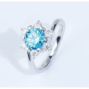 Customized Jewelry 925 Sterling Silver Fine Jewelry Snowflake Style Ocean Blue Round Brilliant Cut Moissanite Diamond - Product Image 5